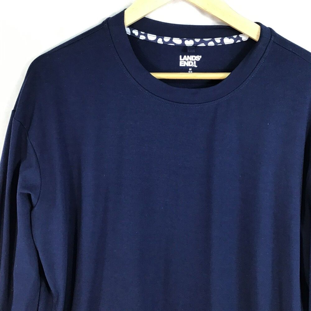 Lands' End Tunic Top Women's Medium 10-12 Navy Blue Long Sleeve Soft Loose Fit - Picture 4 of 12